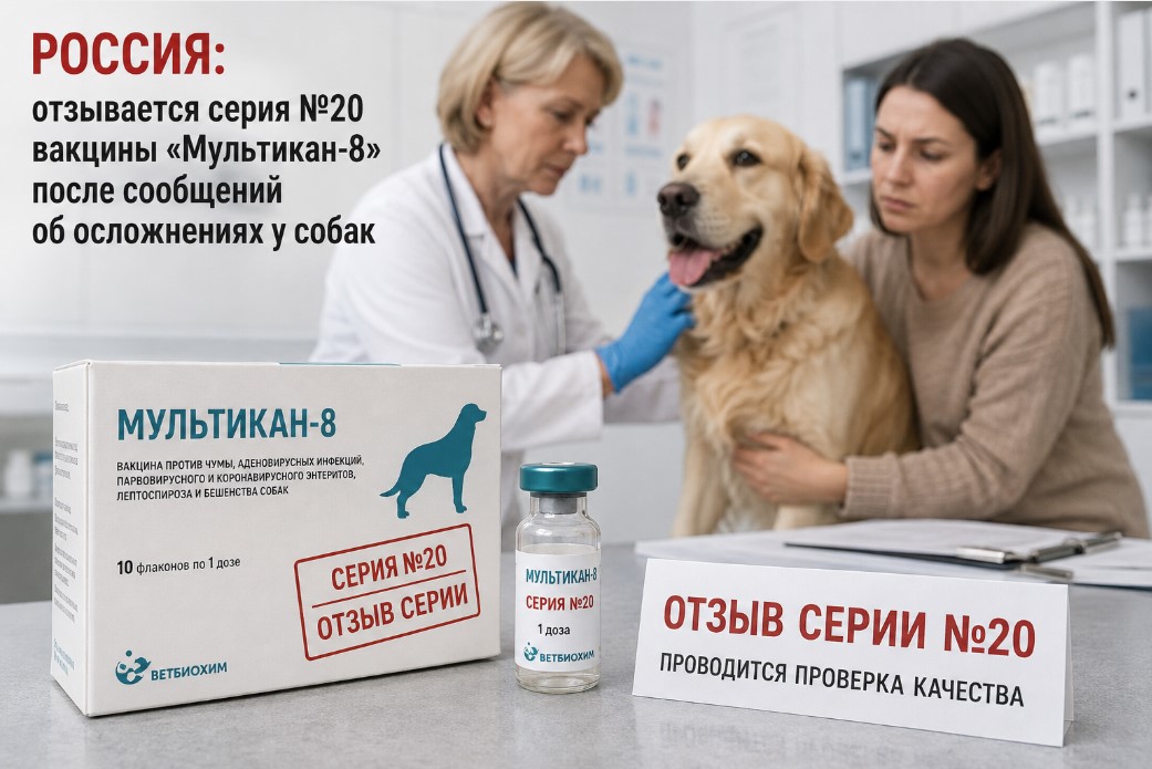 Россия: отзывается серия №20 вакцины «Мультикан-8» после сообщений об осложнениях у собак